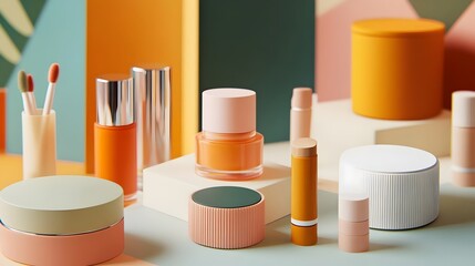 "Beauty Essentials: A Complete Guide to Cosmetics Products". Seasonal beauty routine and organic cosmetic concept. Natural organic beauty products design. Set of decorative cosmetics 
