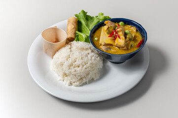 Thai Green Curry isolated on white background 