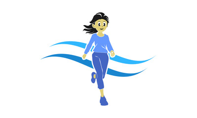 Fototapeta premium Female runner with fresh symbol illustration design vector