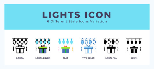 Lights icon in filled. thin line. outline stroke and flat style.