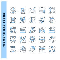25 Women's Day Two Color icon pack. vector illustration.