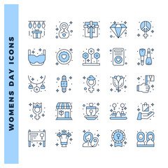 25 Women's Day Two Color icon pack. vector illustration.