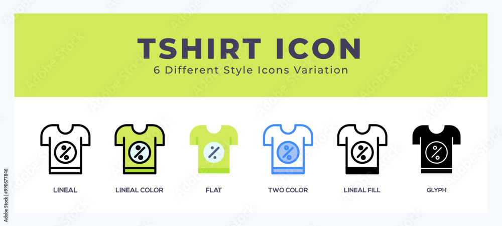 Poster tshirt icon set with different styles. icons designed in filled. outline. flat. glyph and line color
