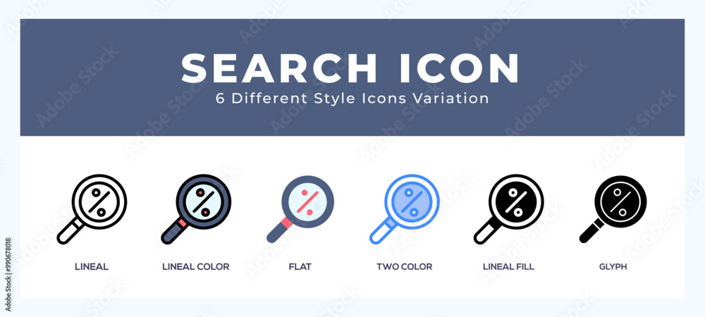 Poster search icons set. different style of icons simple vector illustration.