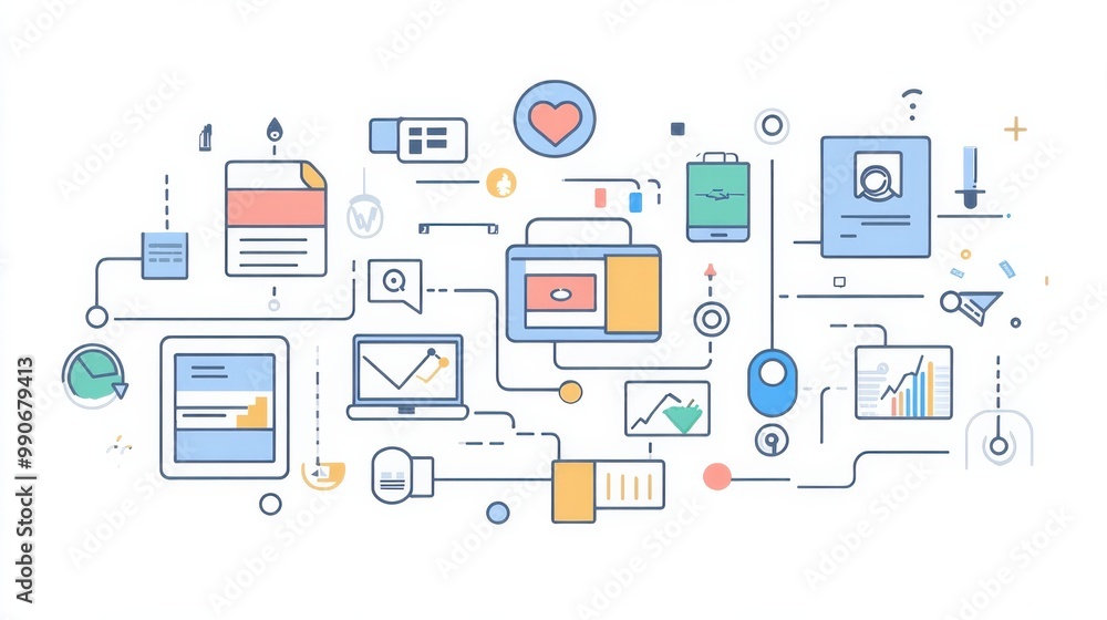 Leinwandbilder colorful digital design showcasing various elements of modern technology and data analytics in a cre