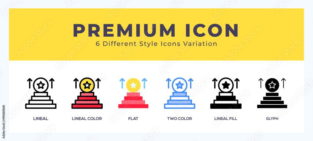 Poster premium icon set with different styles. icons designed in filled. outline. flat. glyph and line colo