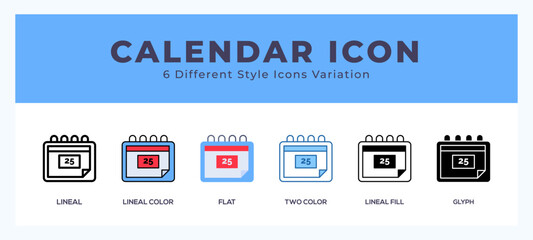 Calendar icon set. vector illustration.