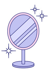 Vector female style makeup collection Make up make up mirror element. Beauty cosmetic design product for lip, face and nail aesthetic color doodle style