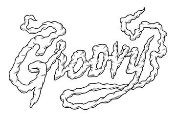 Groovy png word element typography, transparent background