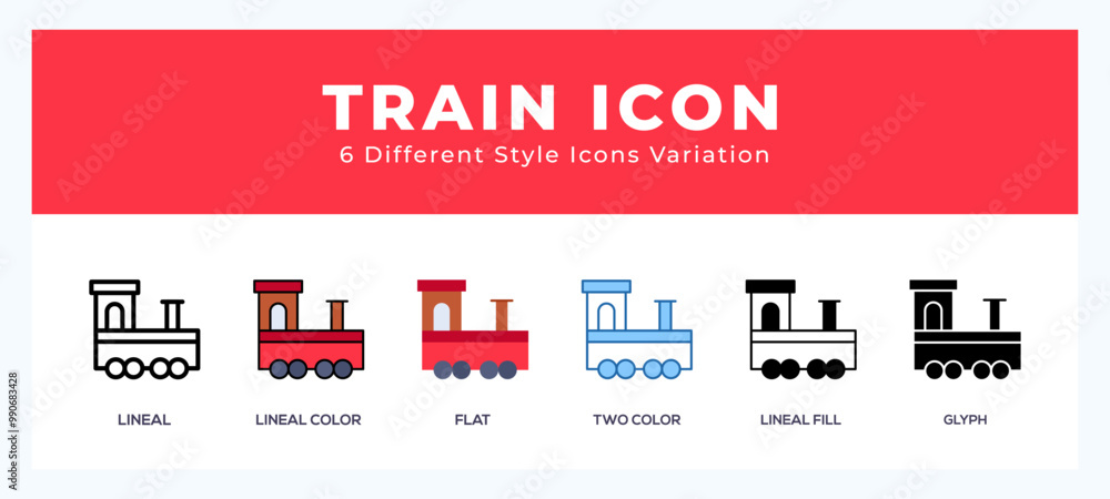 Poster train icon set with different styles. design elements for logo. vector illustration.