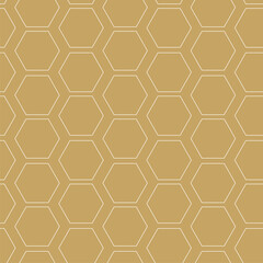 Abstract geometric pattern with crosses, stripes, lines. Seamless vector background. White and gold ornament. Modern reticulated graphic design.