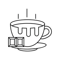 hot chocolate line icon with white background vector stock illustration