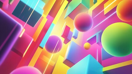 The design showcases vibrant gradients and animated shapes for an energetic promo backdrop