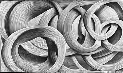 Complex labyrinth pattern in black and white with an abstract and captivating design, combining intricate details and a maze like structure, Generative AI.