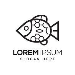 Vector fish logo design flat black illustration