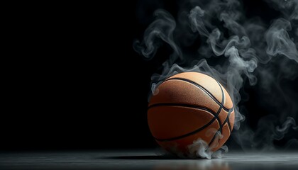 Fototapeta premium Smoke Swirls Around a Basketball, Ai generated Images