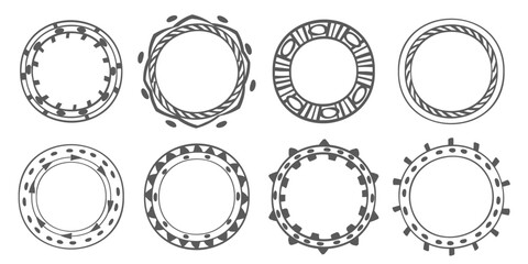 Traditional tribal hand drawn circles frame set