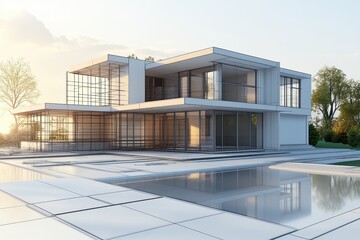 3D visualization of a contemporary home in progress