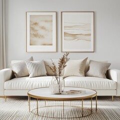 Modern Living Room Interior Mockup with Minimalist Frames and Sofa