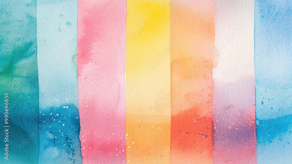 Poster bright colors are layered in vertical stripes, showcasing a smooth transition and fluid blending in 