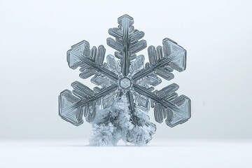 Intricate ice crystal snowflake with natural frozen patterns