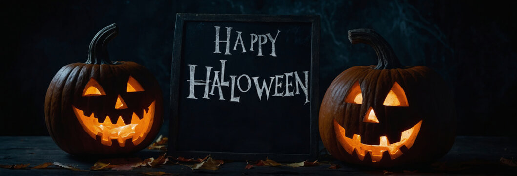 Happy Halloween background with pumpkins