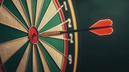 Dart Hitting Bullseye in Darkened Room
