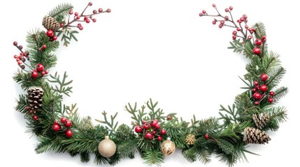 Traditional Christmas letterhead border with a decorative wreath