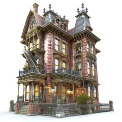Spooky Halloween House 3D Render in Pure White Background