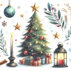 Minimalist Hand Painted Christmas Tree Canvas Wall Art