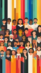 A flat illustration of diverse people standing together, symbolizing unity and diversity in the fight against oppression