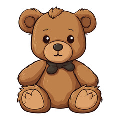 Vector illustration of a cute teddy bear with a bow tie, perfect for children's themes, toys, and cuddly designs.