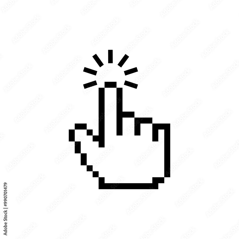 Poster white hand cursor for computer. desktop hand pointer icon.