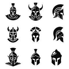 collection set helm of Gladiator Spartacus warior vector