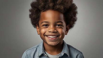 Smiling African American boy with Afro, transparent background 