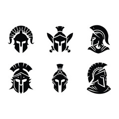 collection set helm of Gladiator Spartacus warior vector