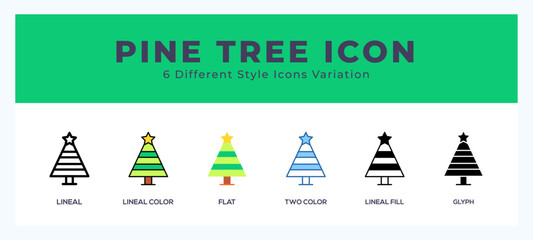 Pine tree icon symbol. logo illustration with different styles