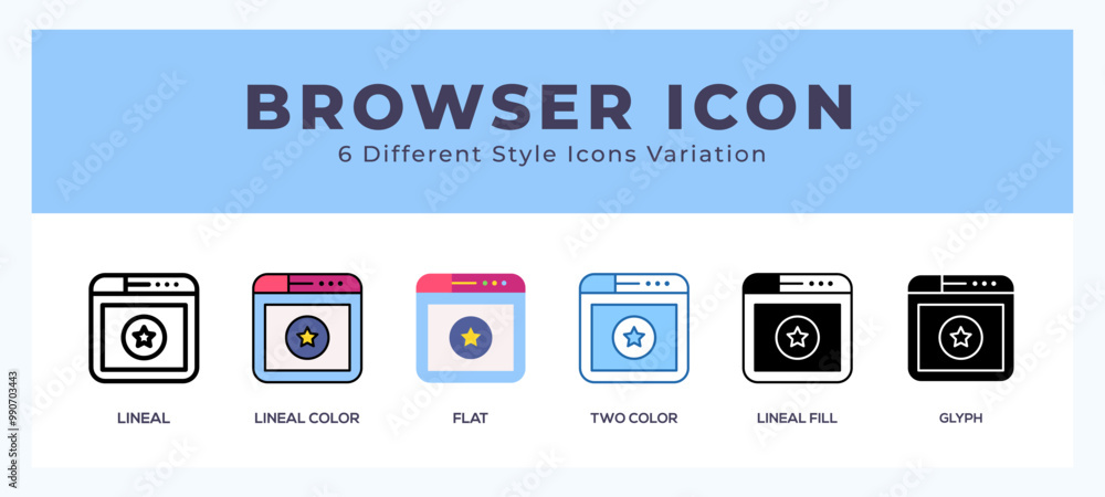 Poster browser icon set with different styles. icons designed in filled. outline. flat. glyph and line colo