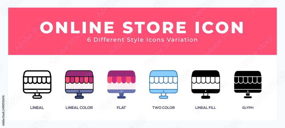 Wall mural Online store icon symbol. logo illustration with different styles