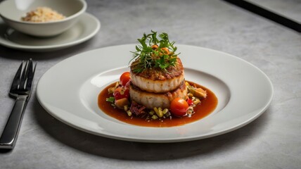 Tasty dish served on a table