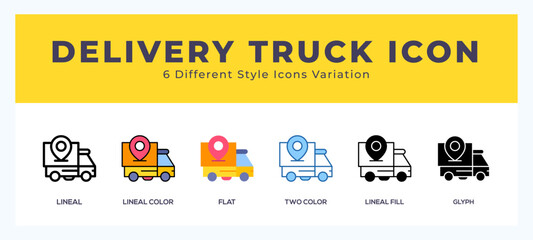 Delivery truck icon set. Design elements for logo