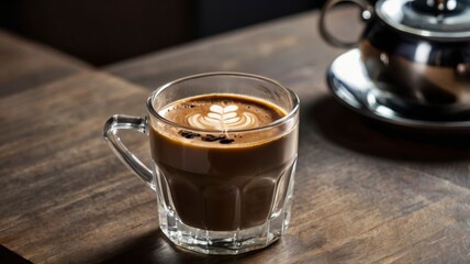 Trendy Korean coffee in a clear glass