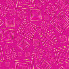 geometric squares scattered on party pink background