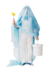 Happy house painter covered with a dust sheet © StockPhotoPro