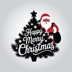 Christmas Santa Hat Typography Silhouette Vector Style Illustration Art