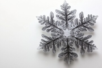 Intricate snowflake crystal with detailed patterns and structure