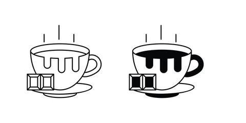 hot chocolate set icon with white background vector stock illustration