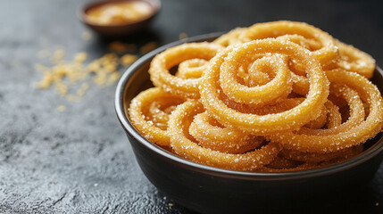 Chakli: Spiral-shaped snacks made from rice flour, often served in bowls