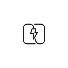 A square with a lightning bolt inside on icon. A line drawing of a square containing a lightning bolt, symbolizing power, energy, or electricity. Editable icon.