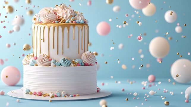 Commemorate a special cake day with a chic poster template showcasing refined cake visuals, editable text areas, and joyful design accents.